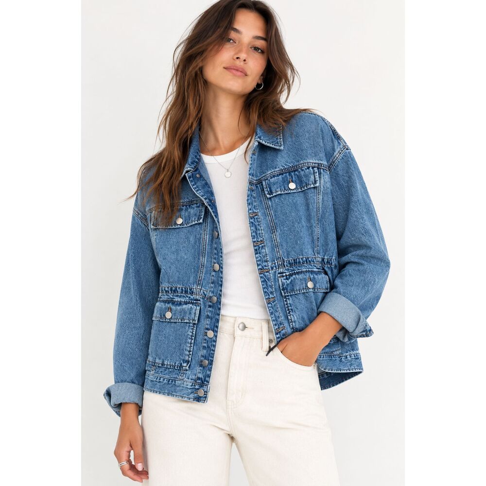 NWOT Rag & Bone Amy Cinched Denim Jacket Sz M